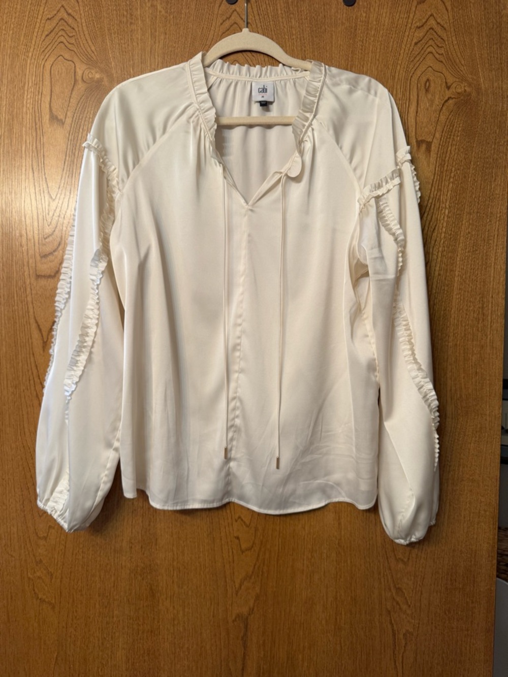 CAbi Cream Ruffle-Trim Blouse - Picture 2 of 8